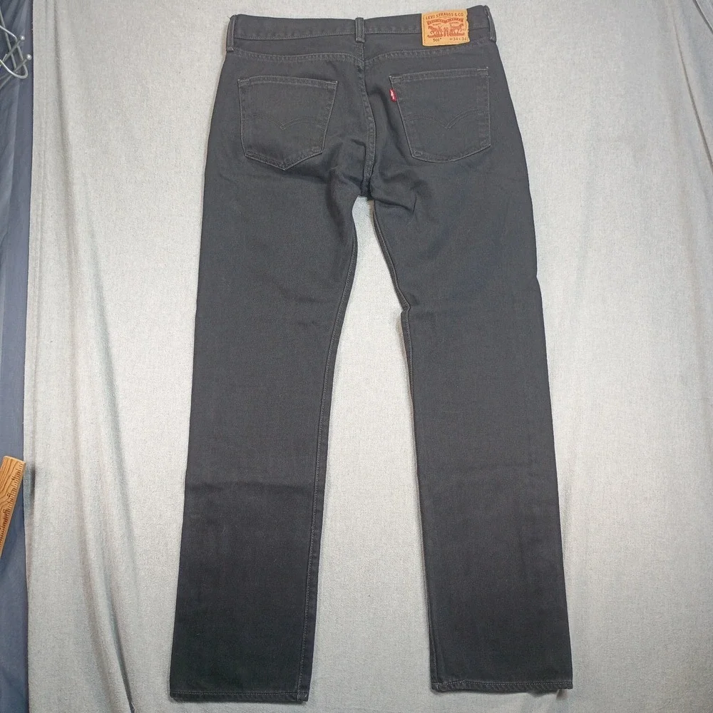 Levi's 501 Jeans Men's 34x34 (35x33) Black Button Fly Straight Leg Denim Pants